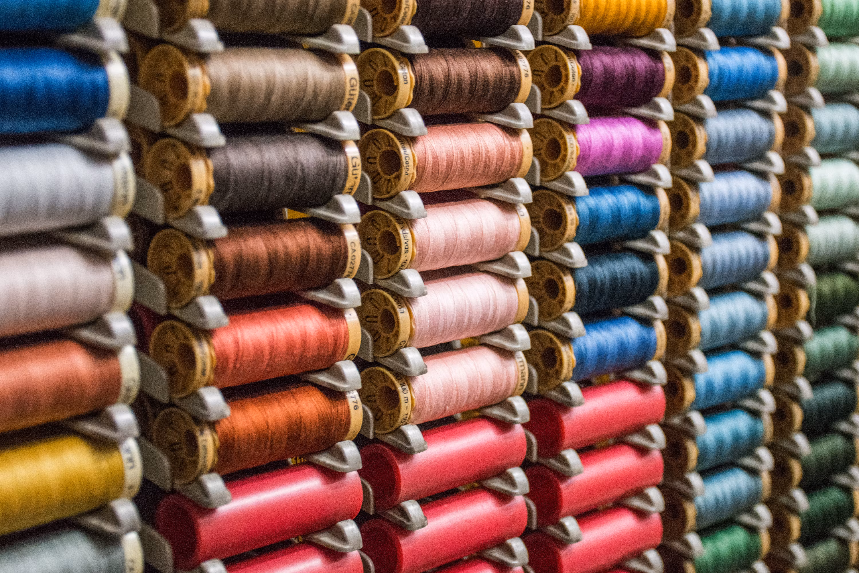 Colorful thread spools